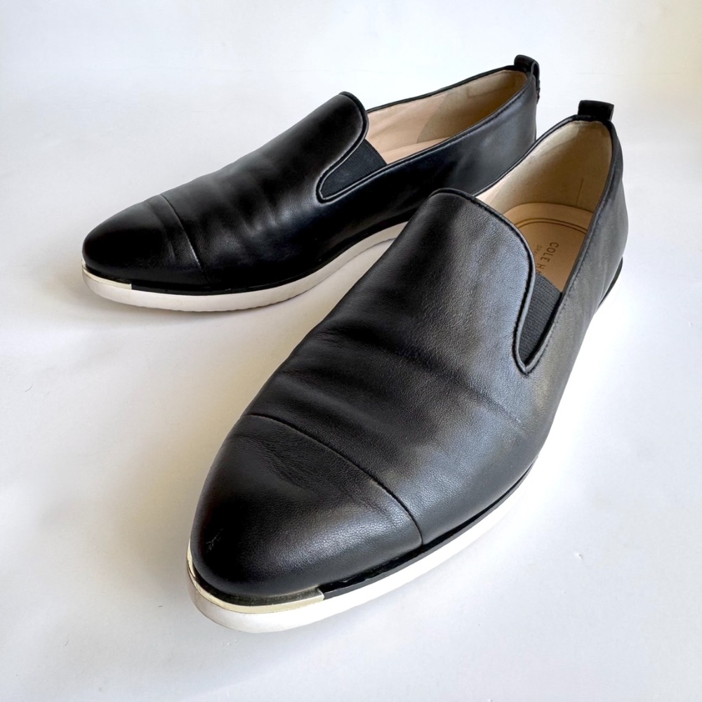 Cole Haan Grand Ambition Women's Black Leather Galena Slip-On Loafers Size 9.5